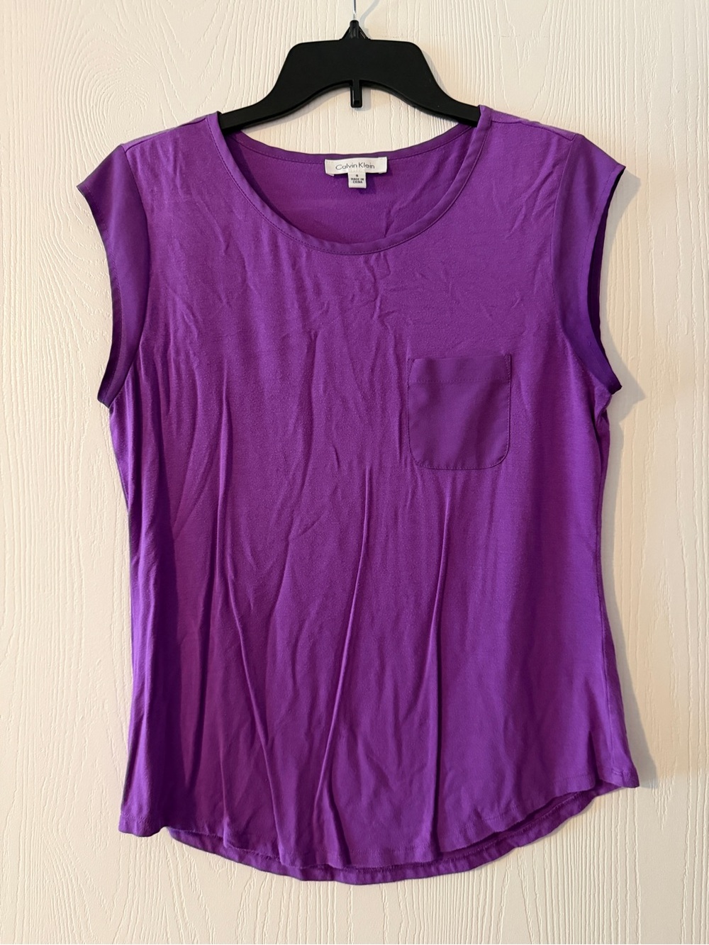 Calvin Klein Purple Scoop Neck Tank with Pocket - Size S